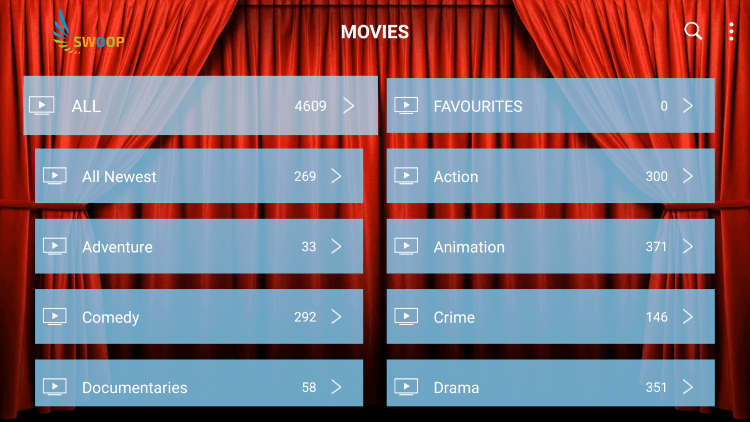 Swoop TV on Android 