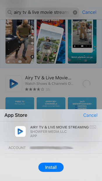 AiryTV on iOS