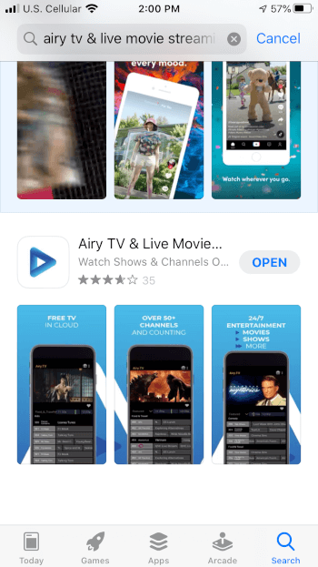 AiryTV on iOS