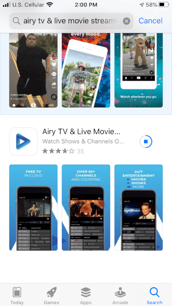 AiryTV on iOS