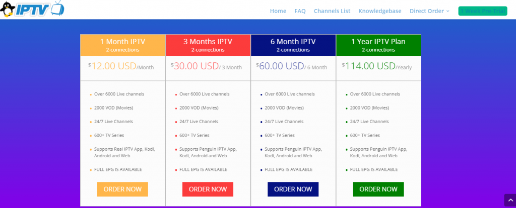 Penguin IPTV Premium Plans