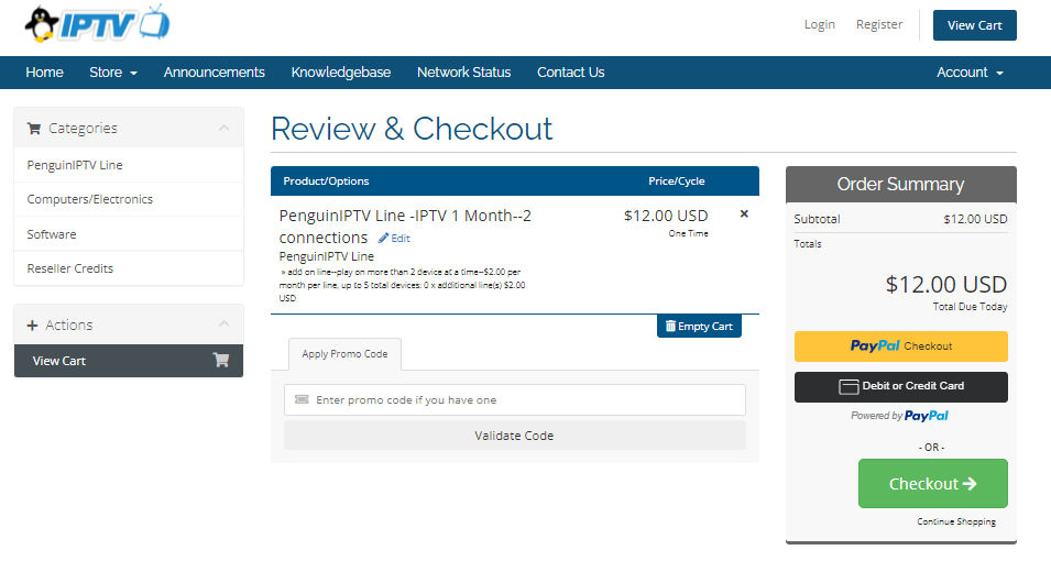 Press Checkout option