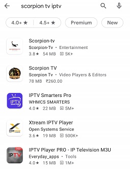Scorpion TV IPTV on Android Devices