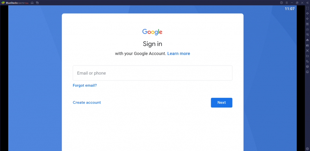 Sign in with Google Account.