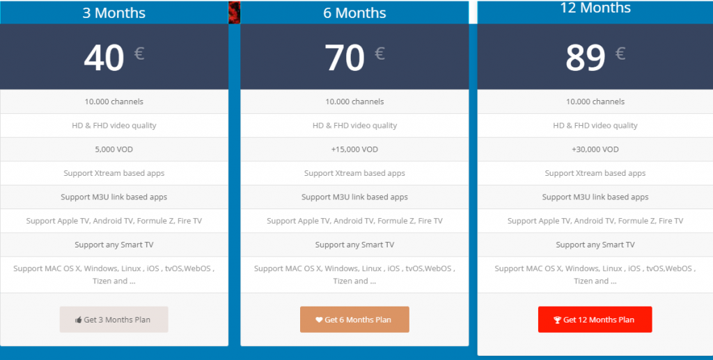 Select a plan to get OverBox IPTV.