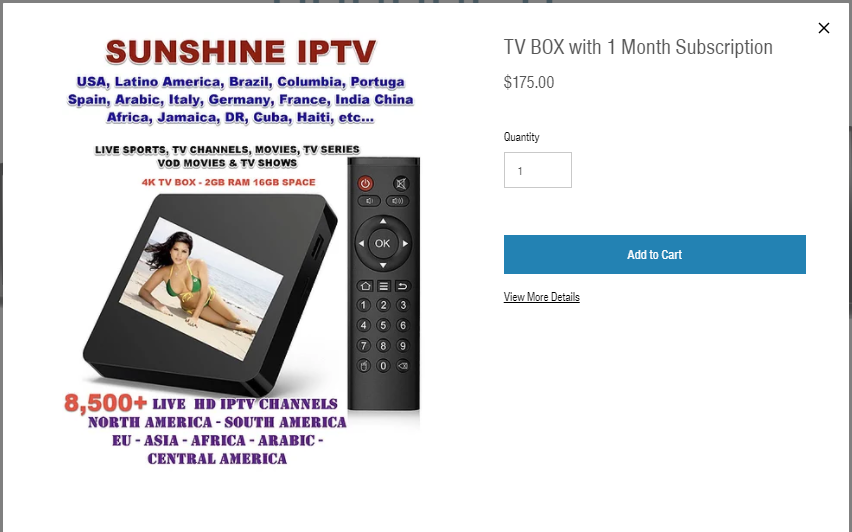 Click on Add To Cart to get Sunshine IPTV.