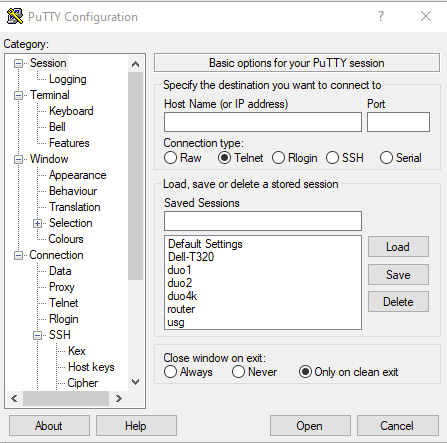 choose Telnet on Enigma 2