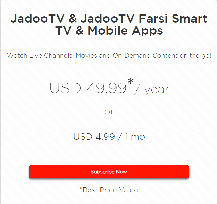 Click on Subscribe Now to get Jadoo IPTV.