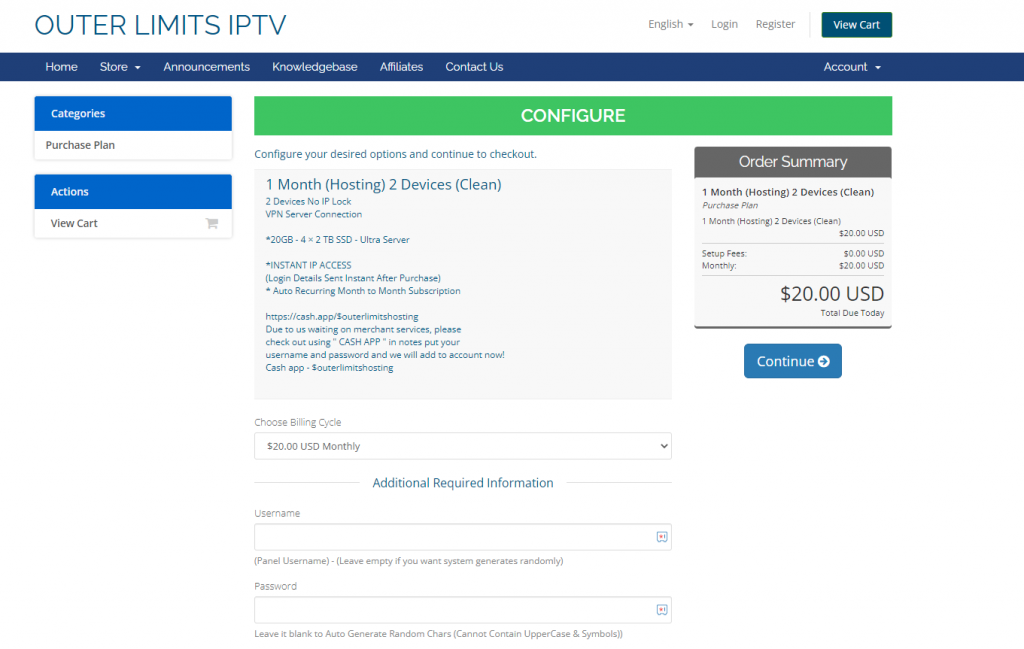 Click on Continue to get Outer Limits IPTV.