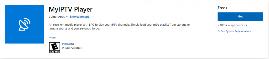 Select the Get button to install MyIPTV Player and watch Dozenz IPTV.