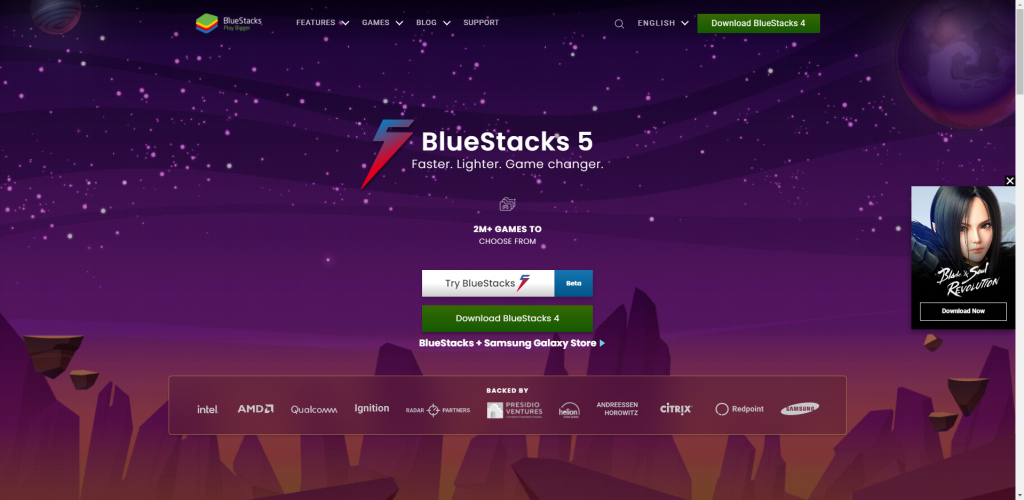 Download and install the BlueStacks application.
