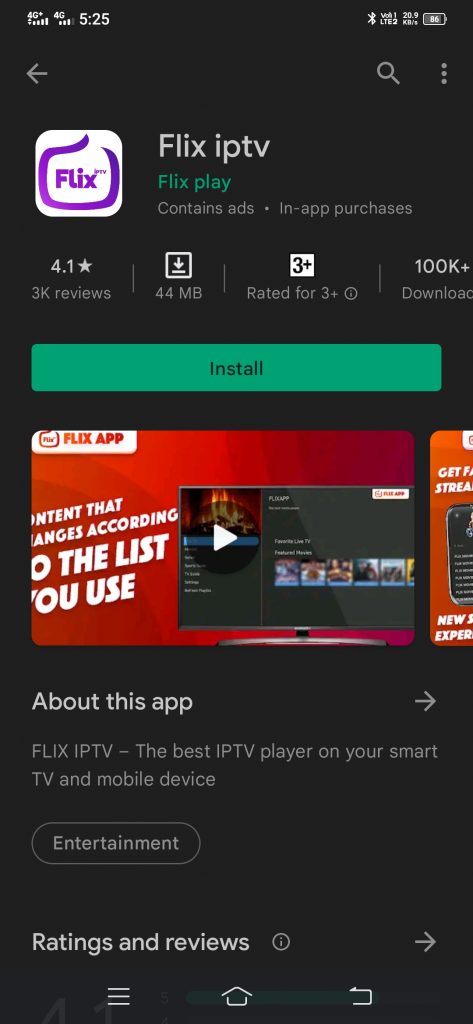 Tap on the Install button to get Flix IPTV.