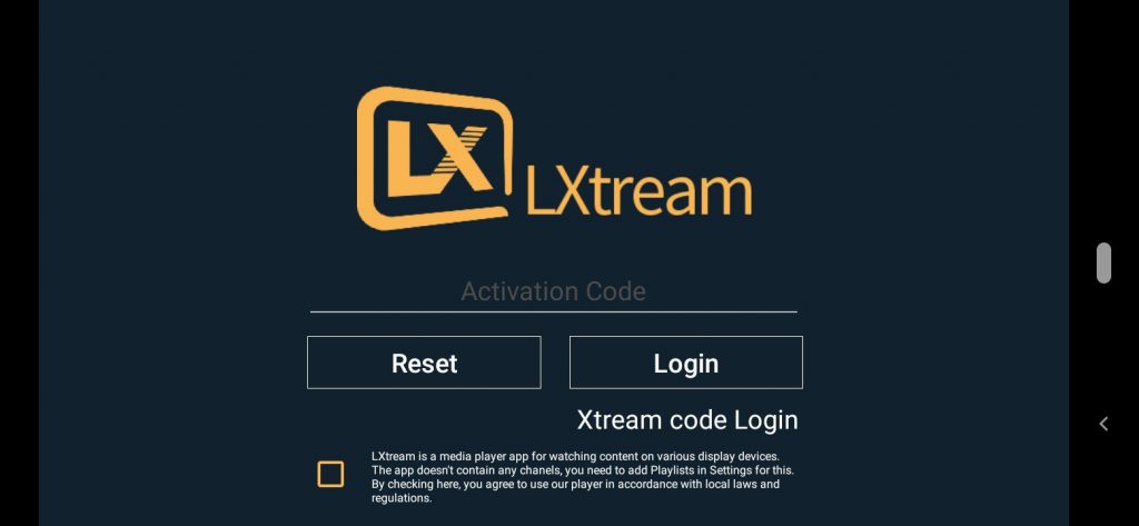 Enter the Activation Code to watch Lxtream IPTV.