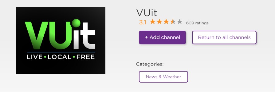 Select Add Channels to watch VUit IPTV.