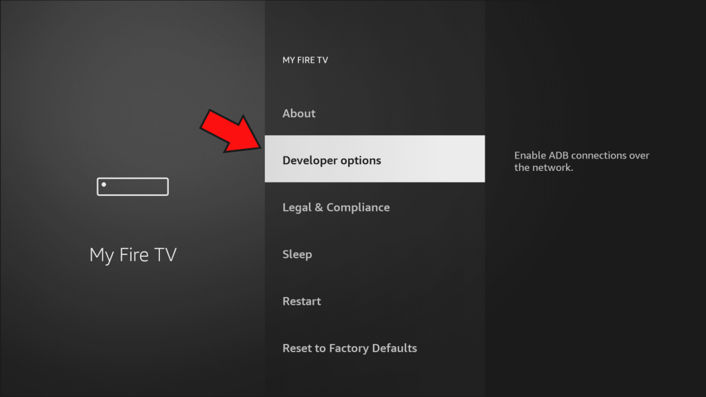 select developer options