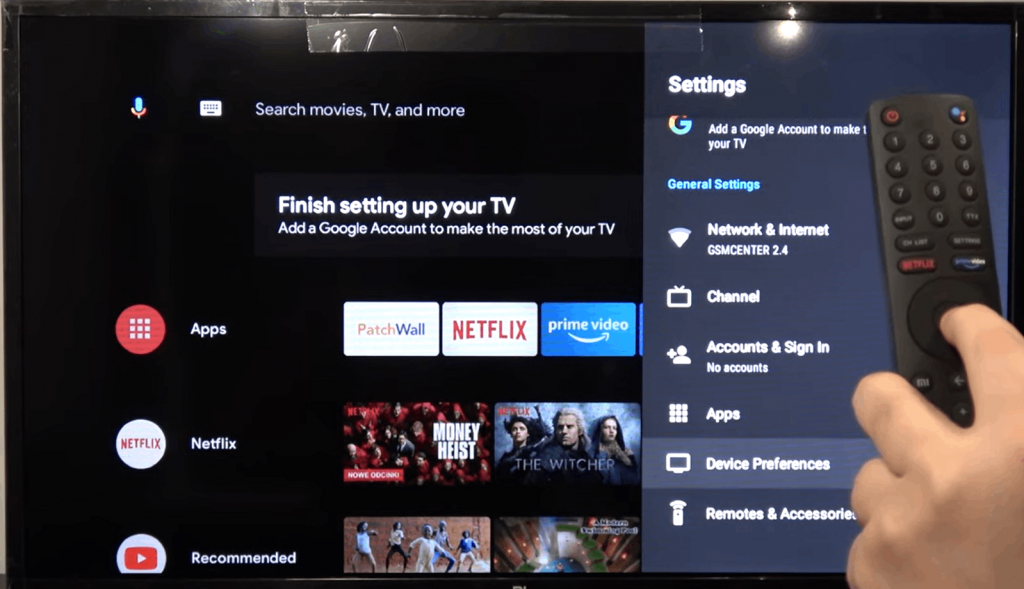 click device and preferences in your android TV