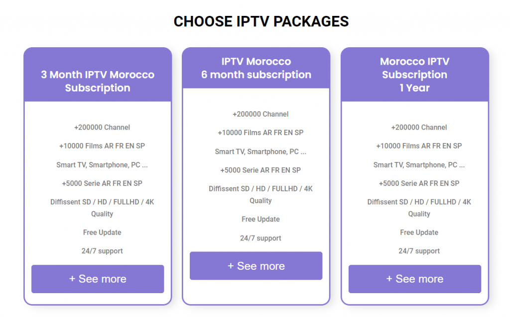 Choose a Morocco IPTV subscription plan.