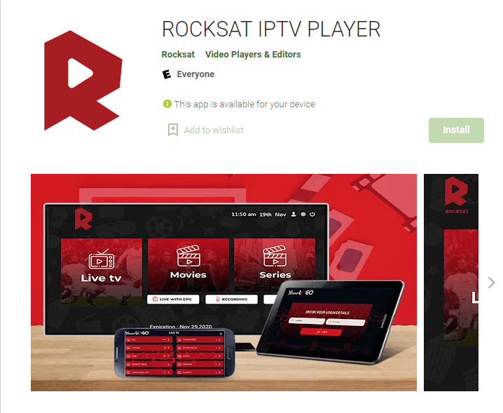 Install Rocksat IPtv player