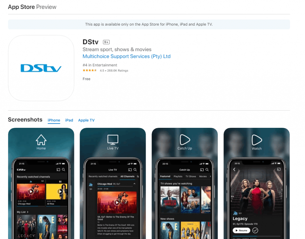 install DSTV from App store