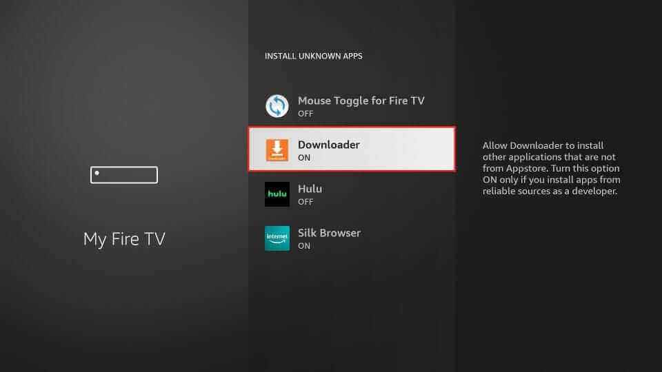 Turn ON the Downloader to sideload Joker IPTV