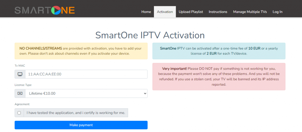 Purchase Smart One IPTV subscription