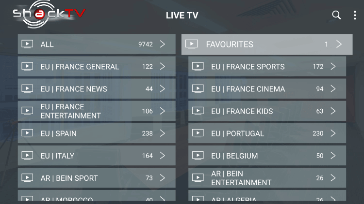 Shack IPTV Channels list