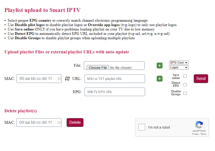 Select Send to stream Shack TV IPTV