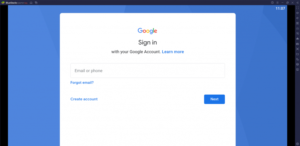 Enter Google Account