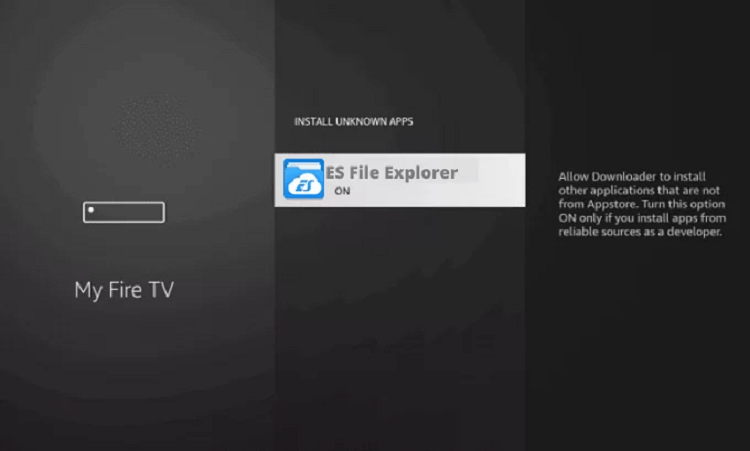 Enable Apps from Unknown Sources on Firestick for ES File Explorer