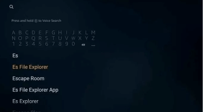 Search ES File Explorer on Firestick
