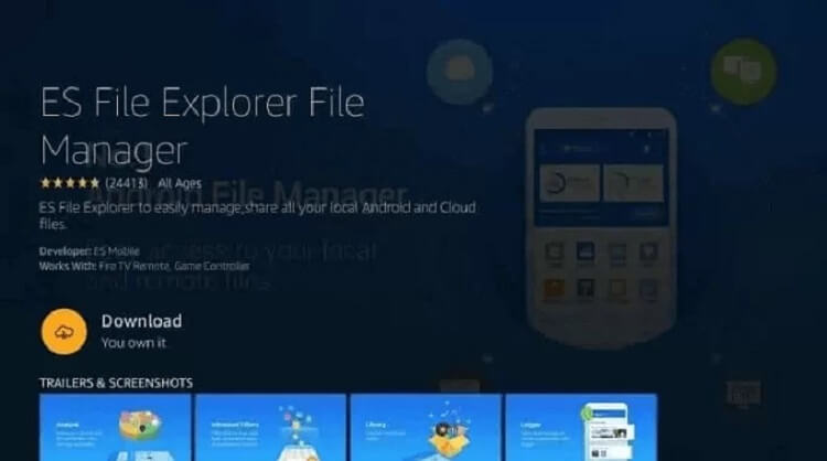 Download ES File Explorer on Firestick 