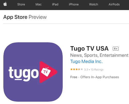 Tugo TV on iOS