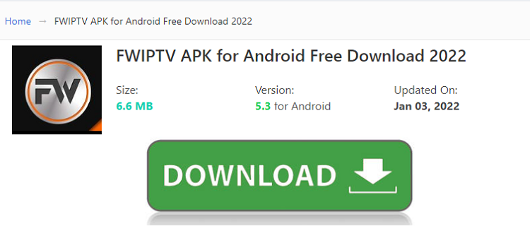FWIPTV APK on Android Device