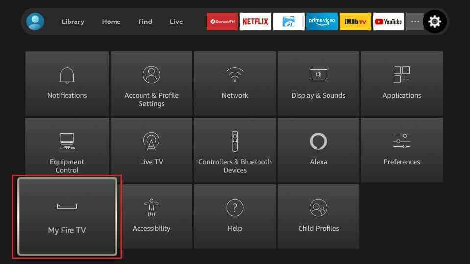 Select My Fire TV to stream Gamma IPTV