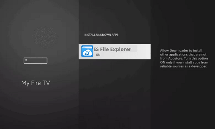 Enable ES File Explorer on Firestick 