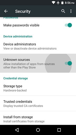 Enable Unknown Sources on Android