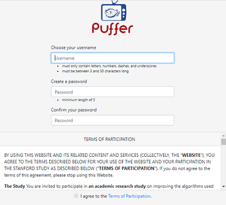 Sign up for Puffer TV