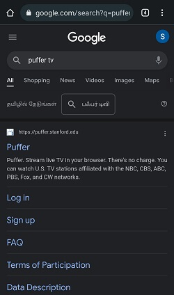 Search on Android Browser 