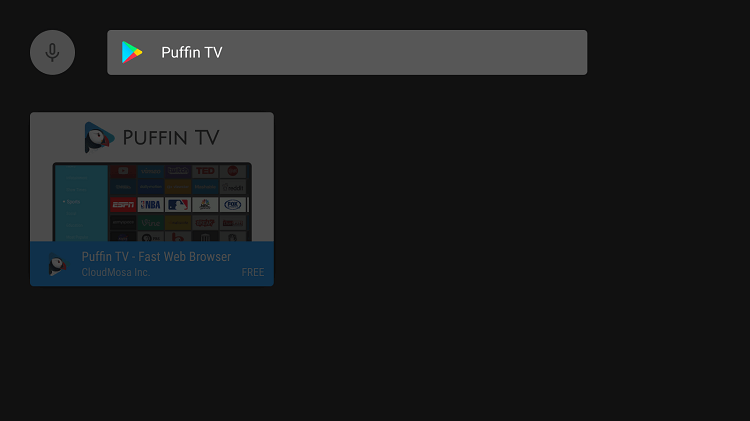 Puffin Browser on Android TV