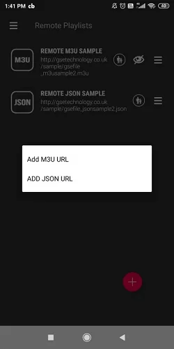 select add M3U URL