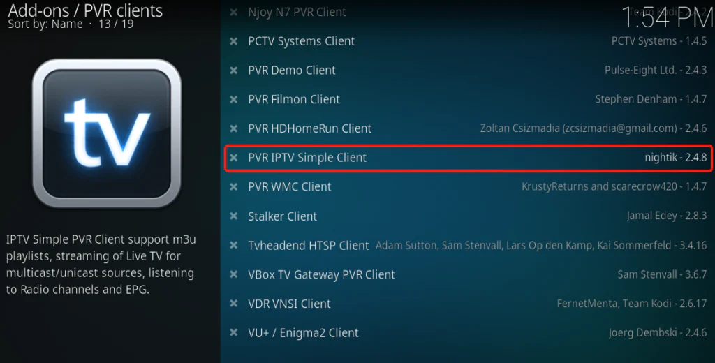  Select PVR IPTV Simple Client