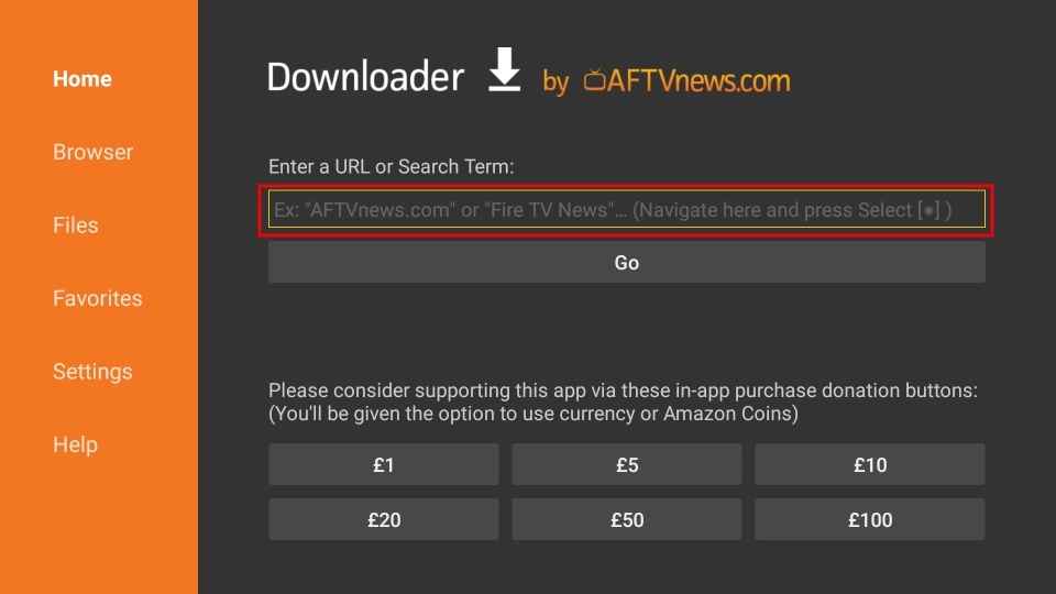 Enter the URL of IPTV Gear 