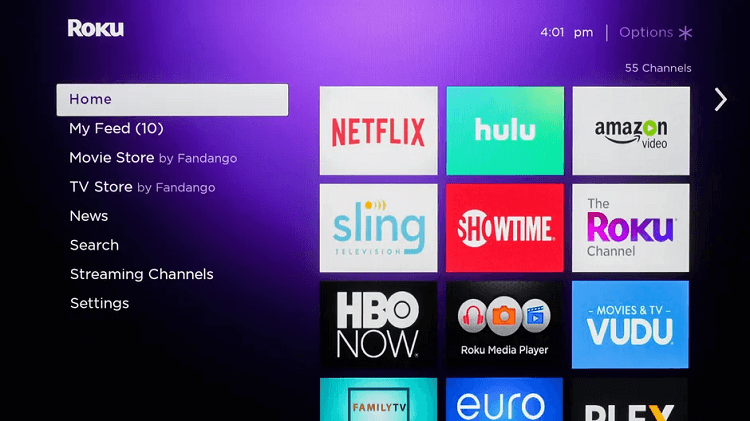 Roku Home Screen 