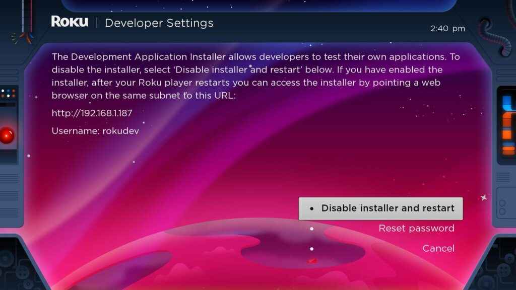 Developer Screen