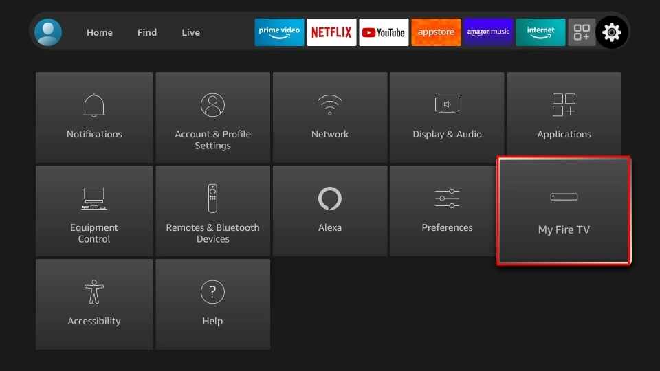 select My Fire TV from the settings menu