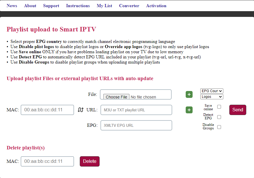 Select Send to stream Lemo IPTV