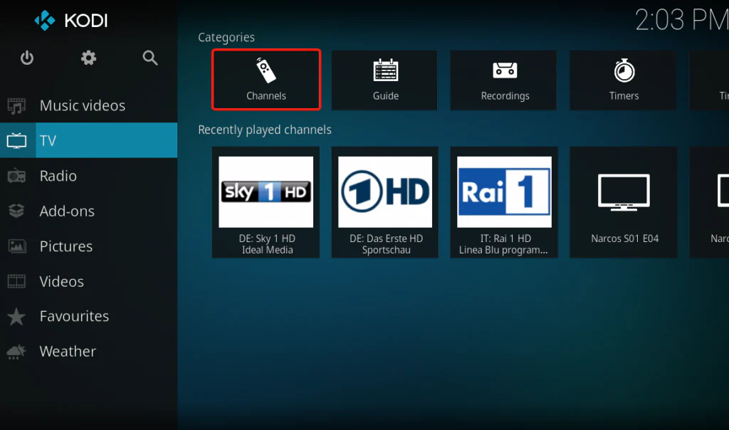  Click the Channels tile