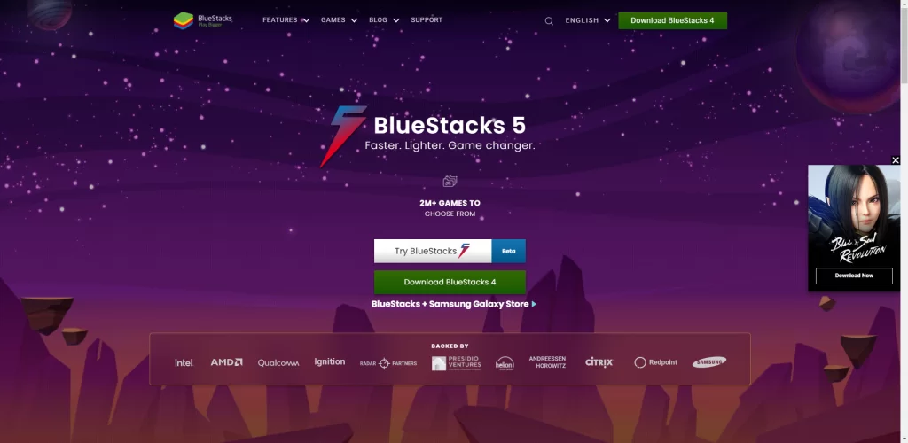 install the BlueStacks emulator 