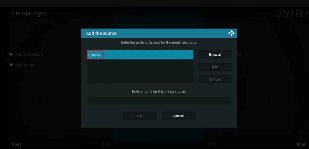 Type the Rocket streams Kodi add-on URL