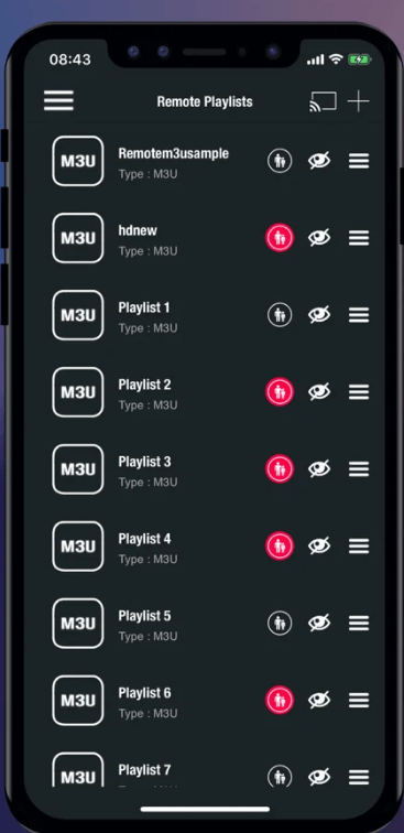 Select + icon to stream Breaking Cable IPTV